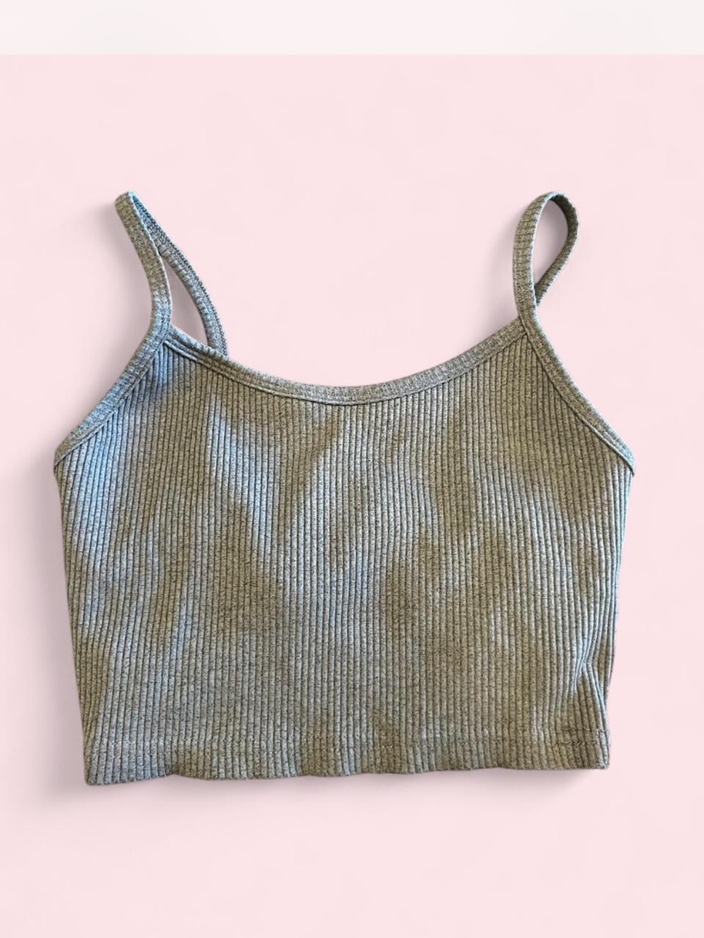 Strut-This Green Ribbed Crop Tank Top - Picture 2 of 4